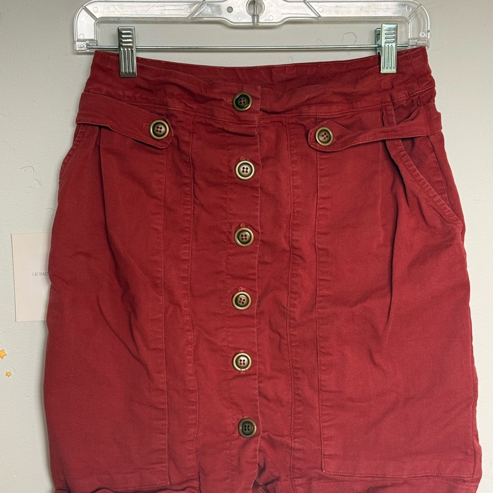Women's Red Button-Front Skirt